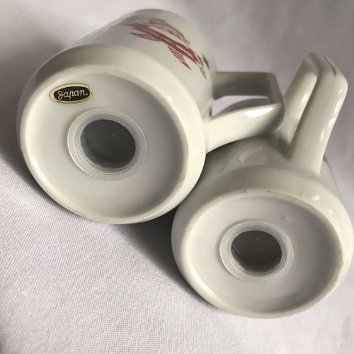 Santa Elf Salt and Pepper Shakers Japan MCM with handles Porcelain Christmas EUC - Picture 8 of 12