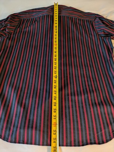 Bugatchi Uomo Men's Navy Red Black Striped Paisley Collar and Cuffs Shirt XXL - Picture 14 of 16