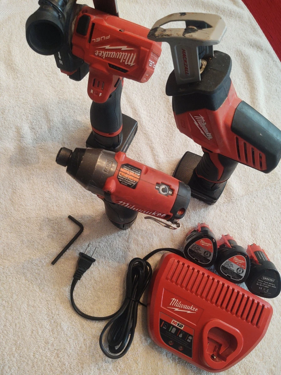 Milwaukee M12 12V Li ion BUNDLE 1 4 Impact Sawzall Metal Cutoff
