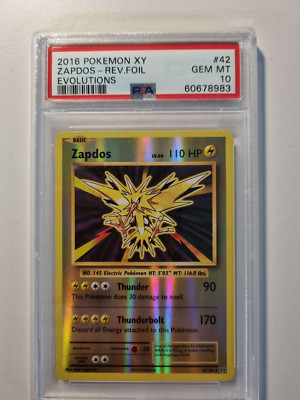PSA 10 Zapdos Reverse Foil 042/191 2016 XY Evolutions Pokemon Card ENG