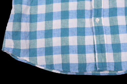LL BEAN SLIGHTLY FITTED 501963 LT LARGE TALL INEN BUFFALO GINGHAM CHECK SHIRT SS - Picture 3 of 10