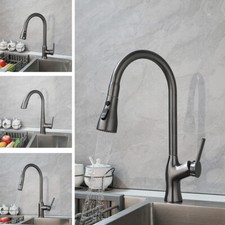 Arc Kitchen Sink Pull Out Faucet Gray Swivel Mixer Taps Single Handle Deck Mount