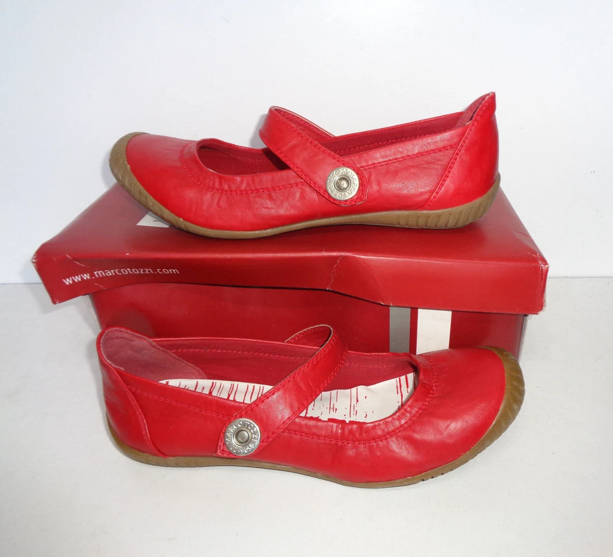 Marco Tozzi New Ladies Sandals Womens Red Shoes Flats Slip On RRP 60 UK Size 5