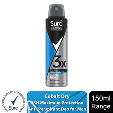 Sure Men Anti-Perspirant Deodorant Cobalt Dry 96H Maximum Protection, 150ml