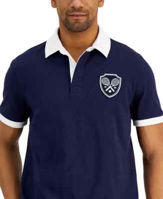 CLUB ROOM Men's Navy Blue Tennis Patch Polo Shirt NEW Small | eBay