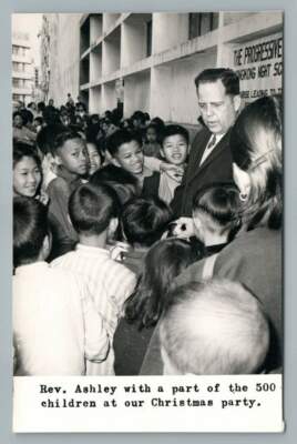 Progressive HONG KONG Night School & Reverand RPPC Vintage Christmas Photo~1950s