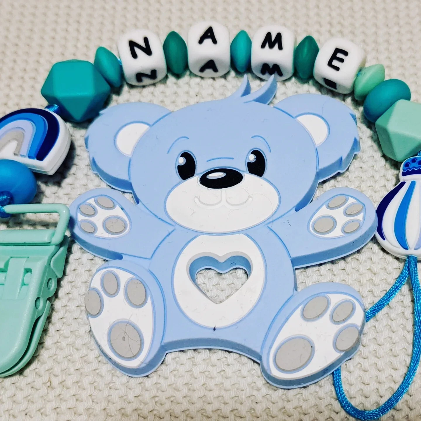 Dummy chain with name / personalised teether chain
