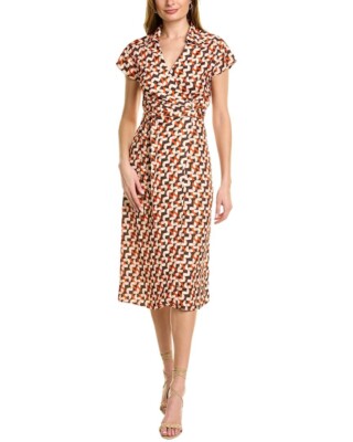 NWT Alexia Admor Paris Wrap Surplice Midi Dress in Brown Geo Size 10 | eBay