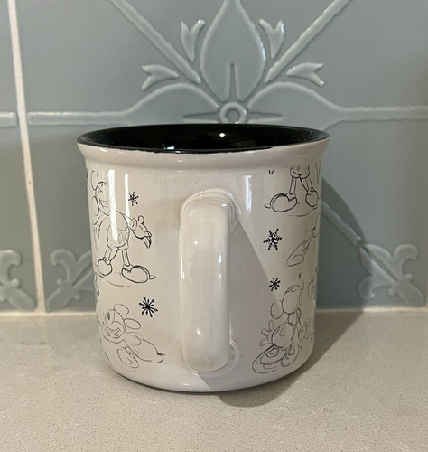 Large Ceramic Sketch Mickey Mouse Coffee Mug Winter - Pottery Barn Disney VGC - Picture 4 of 6
