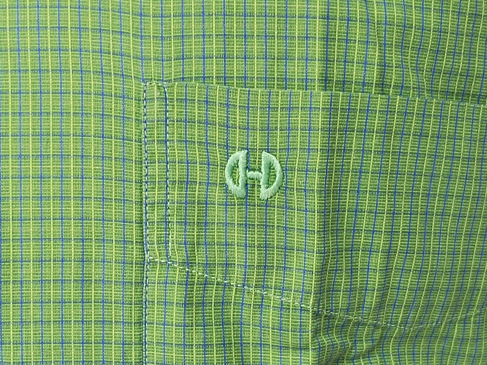 Camicia abito da uomo CELINE Homme verde abbottonata a scacchi blu cotone 15 75 40