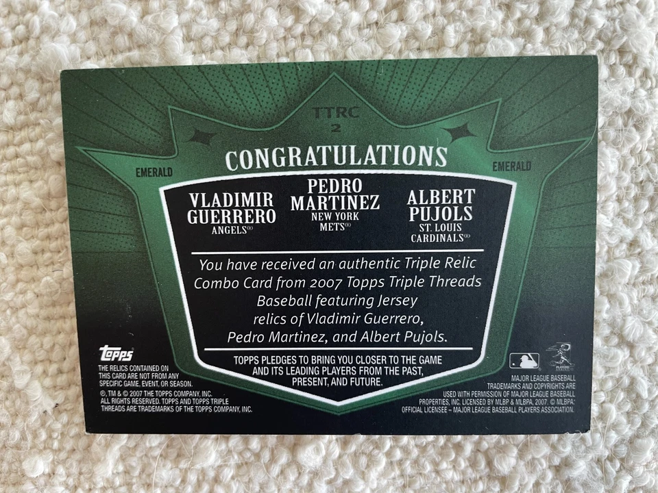 Triple Threads Relic TTRC-2 2007 (Dominicana - Pujols, Vlad y Pedro). 06/18! Foto 2 de 2