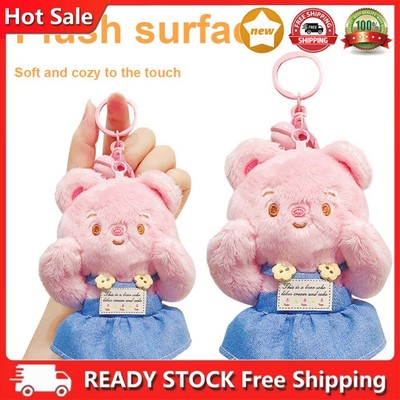 Plush Bear Keychain Soft Cute Bear Pendant for Handbag Backpack (Skirt Pink) DE