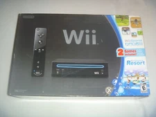 Nintendo Wii Black Console System Complete In Box Wii Sports & Resort Game Set