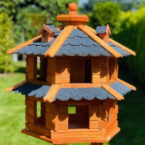DARLUX Vogelvilla L Sechseck Doppelstock Vogelhaus Braun/ Blau Grün Rot Schwarz - Bild 2 von 9
