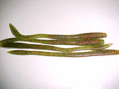 15 Pcs 6in (Watermelon/Red Flake) Finesse Drop Shot Trick Worm style Worm 