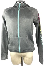 Live Love Dream  Women's Active Wear Zip Up Gym Zip Front Gray Jacket M
