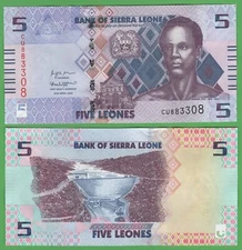Sierra Leone 5 Leones UNC Banknote P-36 African World Currency Hydroelectric Dam