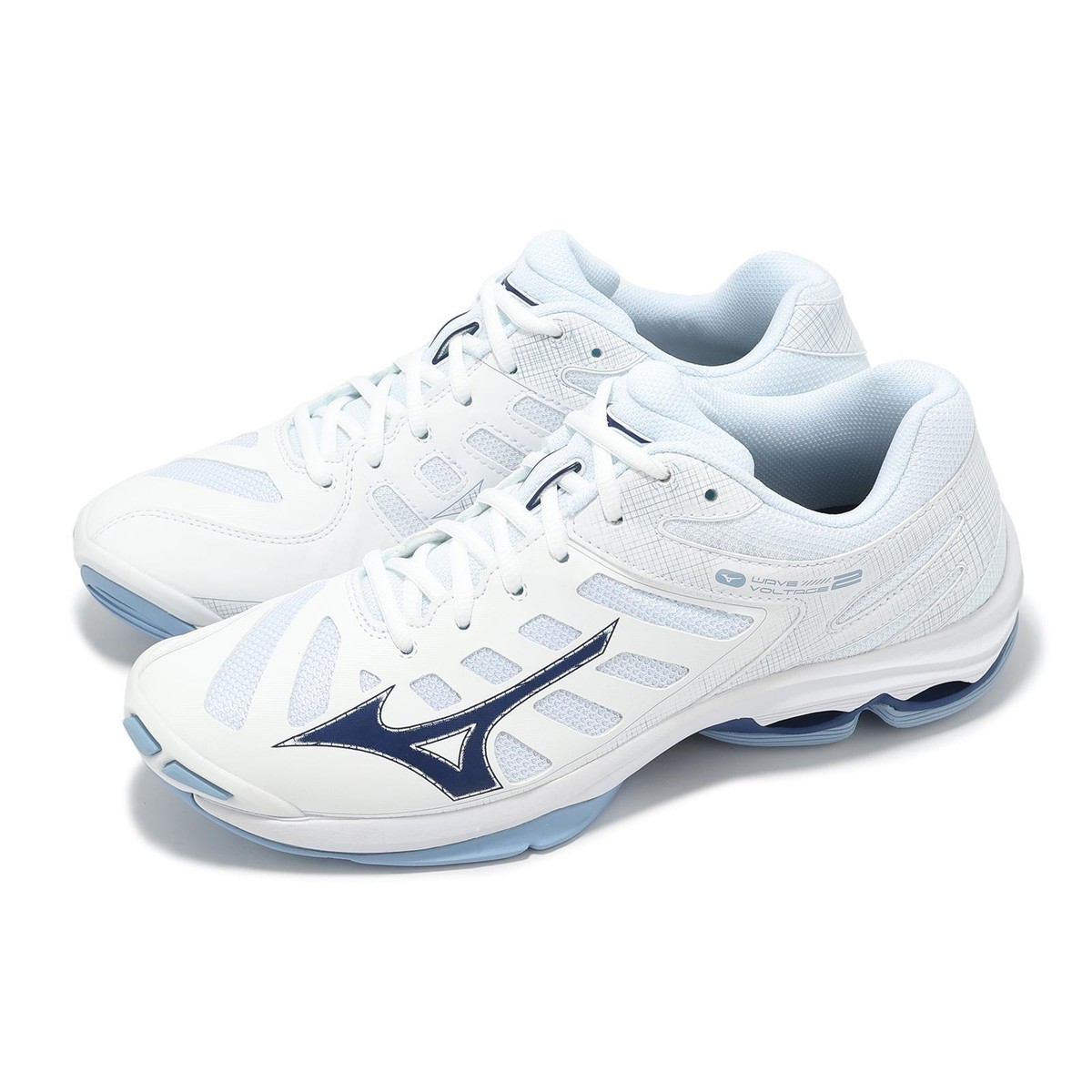 Mizuno Wave Voltage 2 White Blue Men Volleyball Sports Shoes