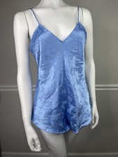 Vintage Papillon By Paula Carbone Blue Satin Nightgown Teddy Medium Butterflys
