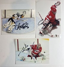 3 NHL Goalie Signed Autographed 4x6 Photos - Ryan Miller Cam Ward Chris Osgood