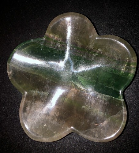 Rainbow Fluorite Flower Bowl Carved Sparkly Crystal 4 Inch 203g Beautiful! - Picture 2 of 5