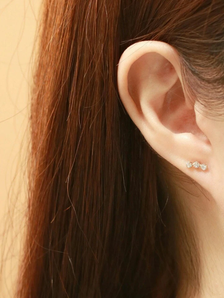 14K Solid Gold Ohr Crawler Diamant Kletterer Piercings Nase / Ohr Teuer Schmuck - Bild 2 von 4