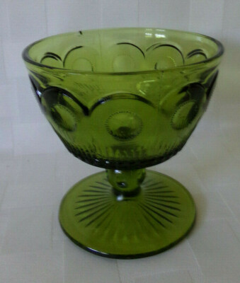 Vintage St. Genevieve Avocado Green 3.75 Champagne BARTLET COLLINS Glass CHIPPED