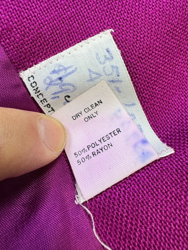 Vtg MJ Concepts In Sportswear Blazer Women 7 Fuchsia Pink Belted Career Jacket - Image 4 of 4