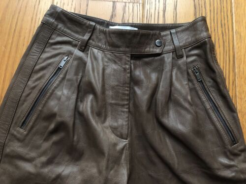 REISS OSKIA UK 6 LAMBS LEATHER MOCK CROC TROUSER BROWN WOMEN'S RRP: £650 - Picture 3 of 19