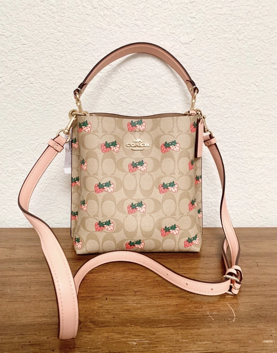 Coach Mollie 22 Small Heart Cherry Print Bucket Handbag