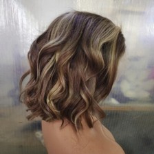 Highlight Short Bob Wave Human Hair 13x4 Lace Front Wig for Women