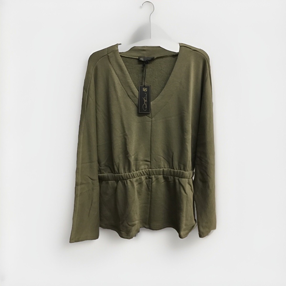 DG2 by Diane Gilman Peplum Dolman Long Sleeve Top, Dusty Olive