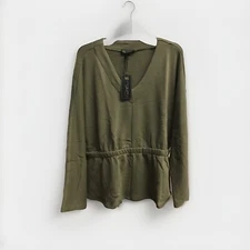 DG2 by Diane Gilman Peplum Dolman Top with long sleeve - Dusty Olive - XL