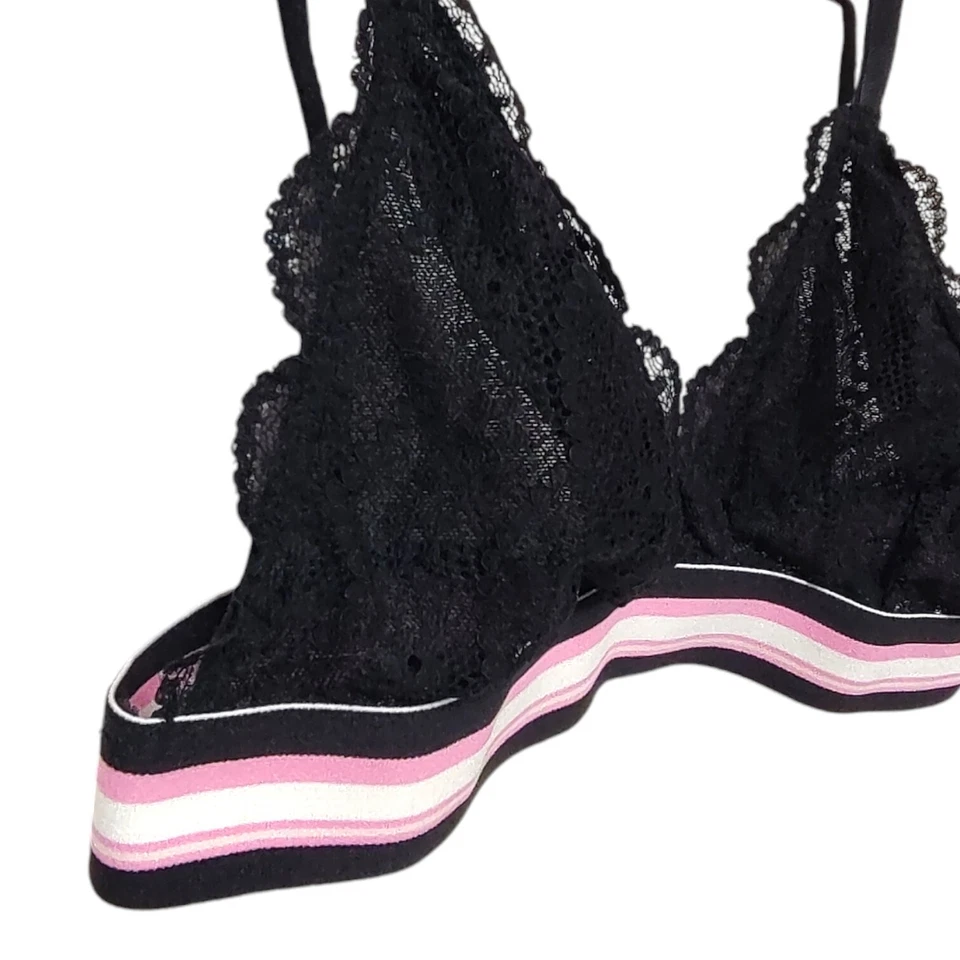 34A No Boundaries Women's Bra Wireless Black Lace Triangle Bralette Convertible - Image 3 of 4