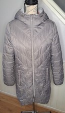 Michael Kors Quilted Hooded Padded Long Grey Zip Up Coat Womens Size M