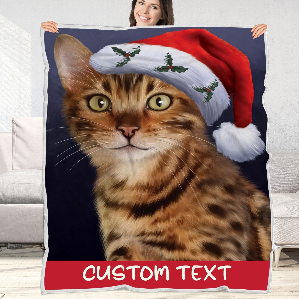 Bengal Cat Dog Blanket Personalized Throw Woven Fleece Sherpa