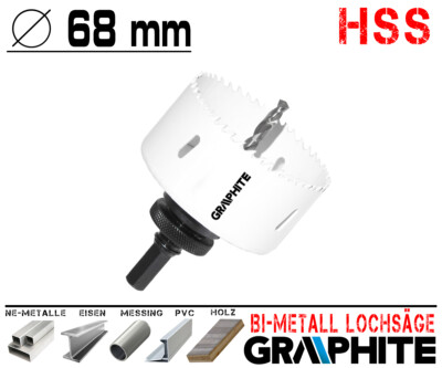 HSS Bi-Metall Lochsäge Ø 68 mm Metall Bohrkrone Dosen Fräser Loch Bohrer -PROFI-
