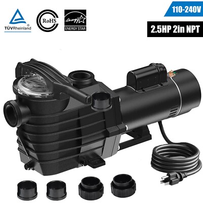 2.5HP Swimming Pool Pump Inground 98ft Hmax 9000GPH 2'' NPT 110-240V For Hayward