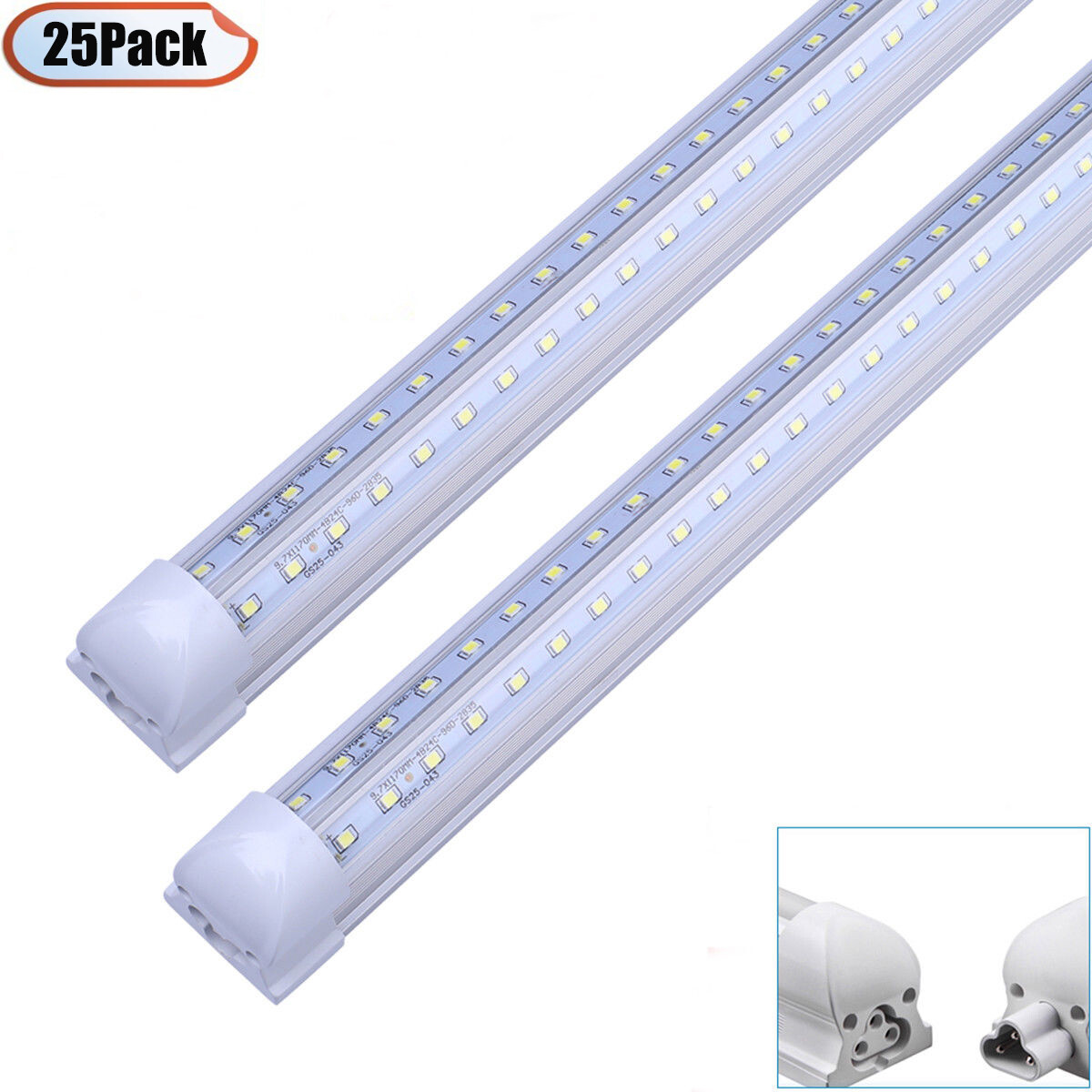 25Pack 5 Foot Led Tube Light 5FT 48W T8 Integrated 8 Foot Led Shop Light Fixture