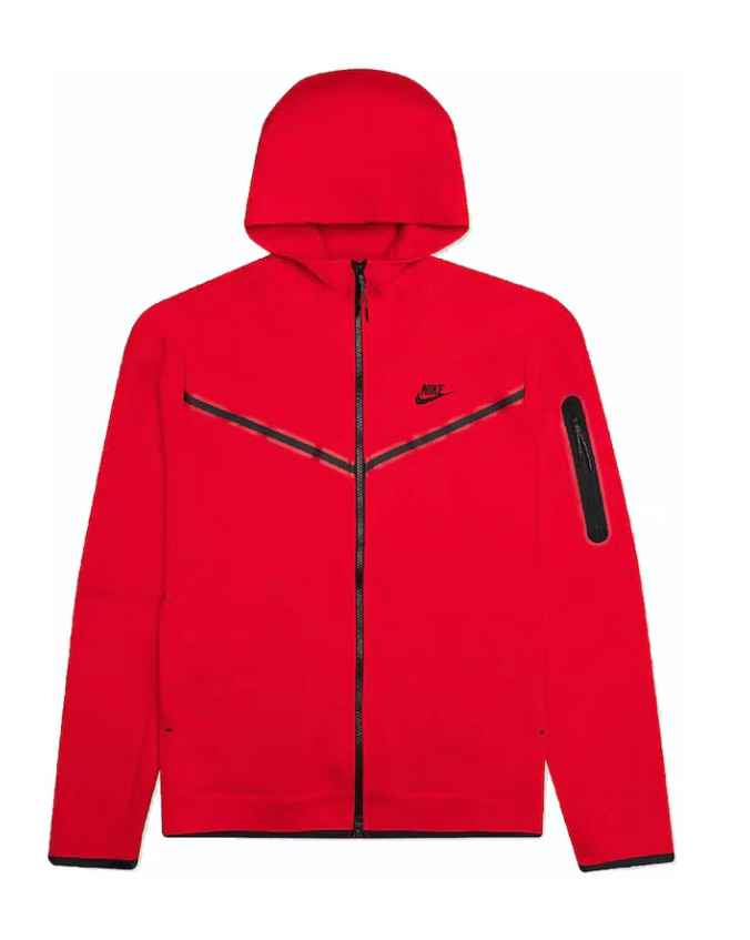 Sudadera con capucha Tech Fleece roja XS con cremallera completa para niño Nike
