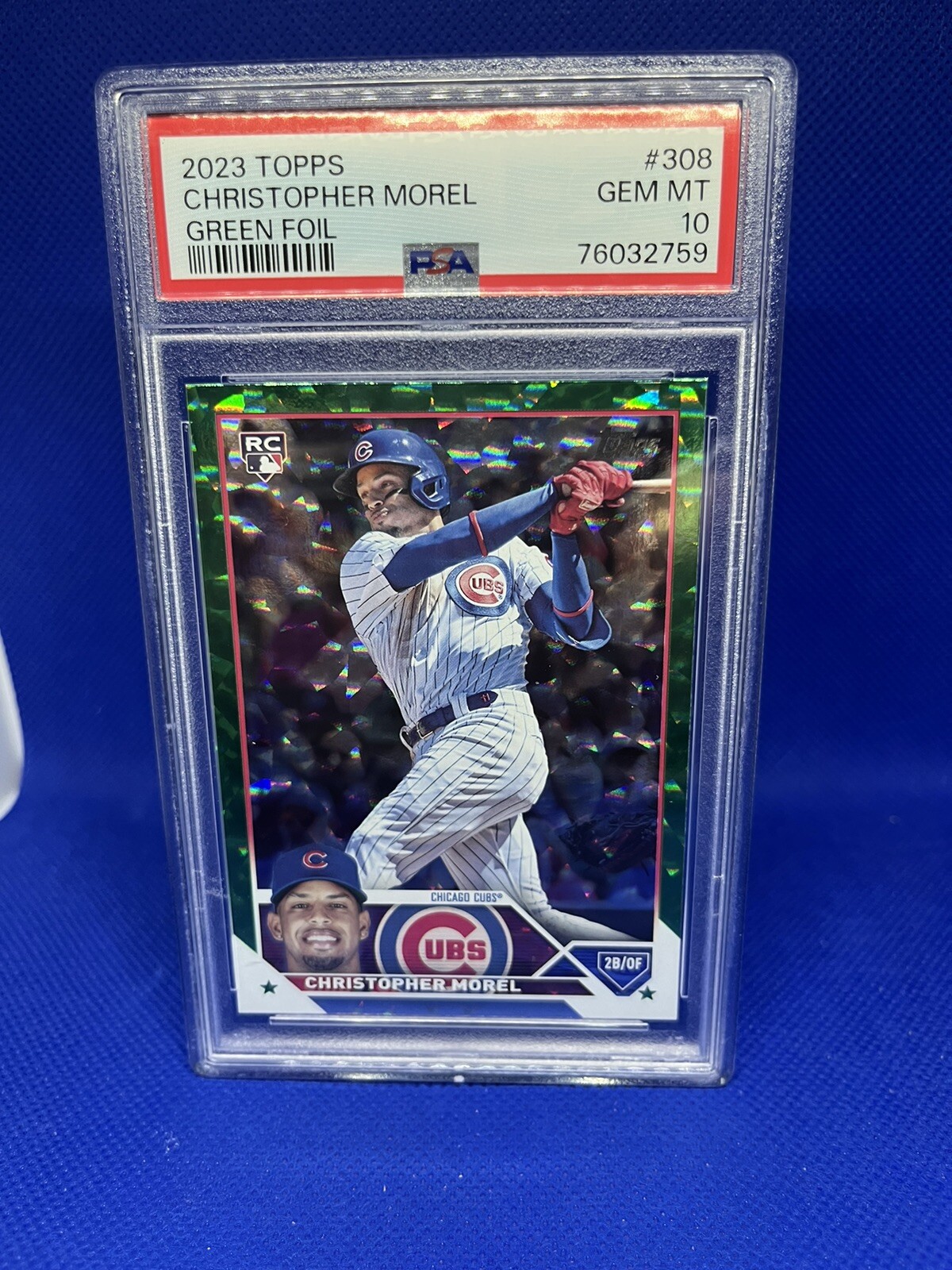 2023 TOPPS CHRISTOPHER MOREL GREEN FOIL #308 PSA 10 ROOKIE /499