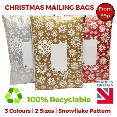 Bedruckte Versandtaschen Weihnachten Xmas Schneeflocke Poly Post stark selbstklebend 