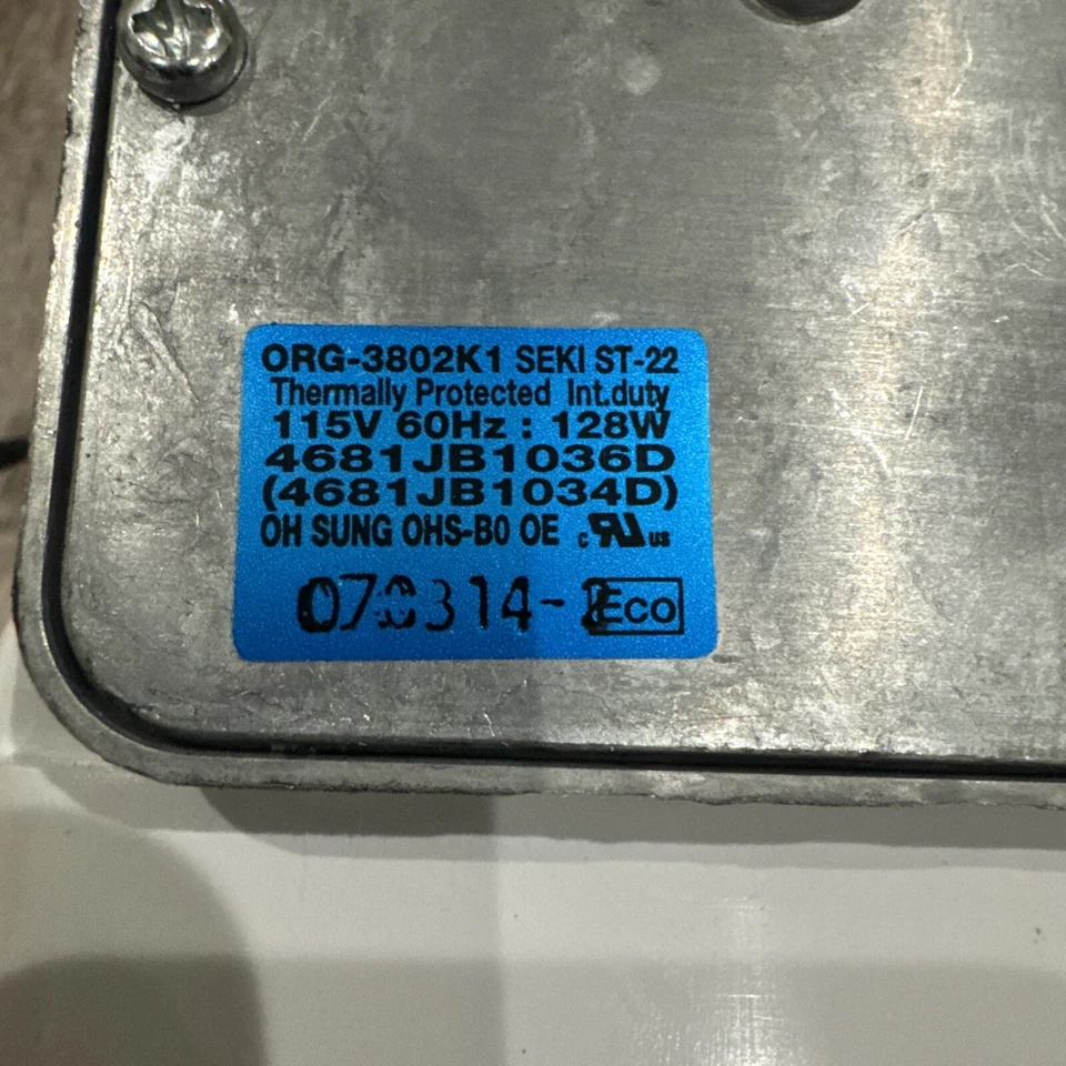 Kenmore LG Refrigerador Barrena Motor Parte # 4681JB1036D#M03 Foto 2 de 4