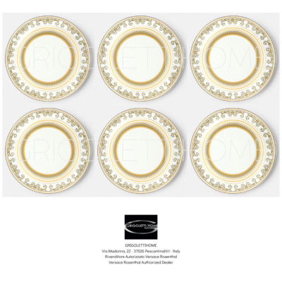 Versace Rosenthal - Virtus Gala - Set Of 6 Dinner Plates Ø CM 28 - Rivenditore