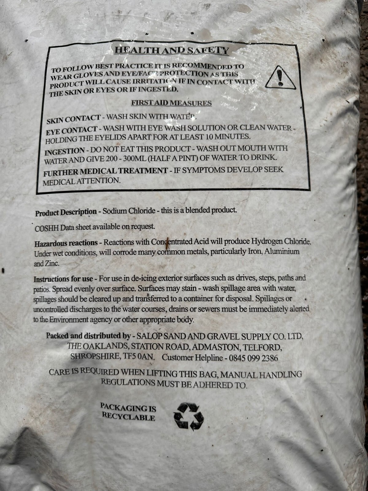 DeIcing Salt / Rock Salt / 25kg Bag Rock Salt COLLECTION ONLY eBay