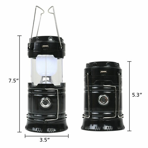 Linterna LED Solar Portátil USB Recargable Tienda de Campamento Luz Linterna Lámpara - Imagen 4 de 15