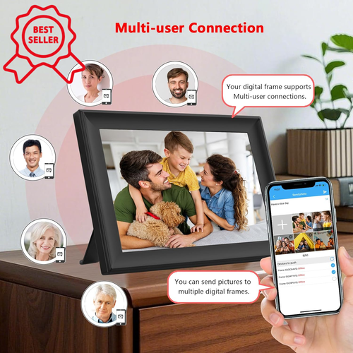 "32GB 10.1" WiFi Digital Photo Frame HD Touch Screen Auto-Rotate SD/USB" - Picture 7 of 12
