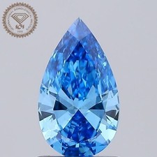 Pear Cut 1.00 Ct lab IGI Certifide Diamon Fancy Vivid Blue VVS2 Diamond For Ring