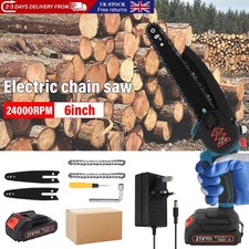 6 inch Electric Cordless Mini Chainsaw OneHand Saw Wood Working Cutter Battery