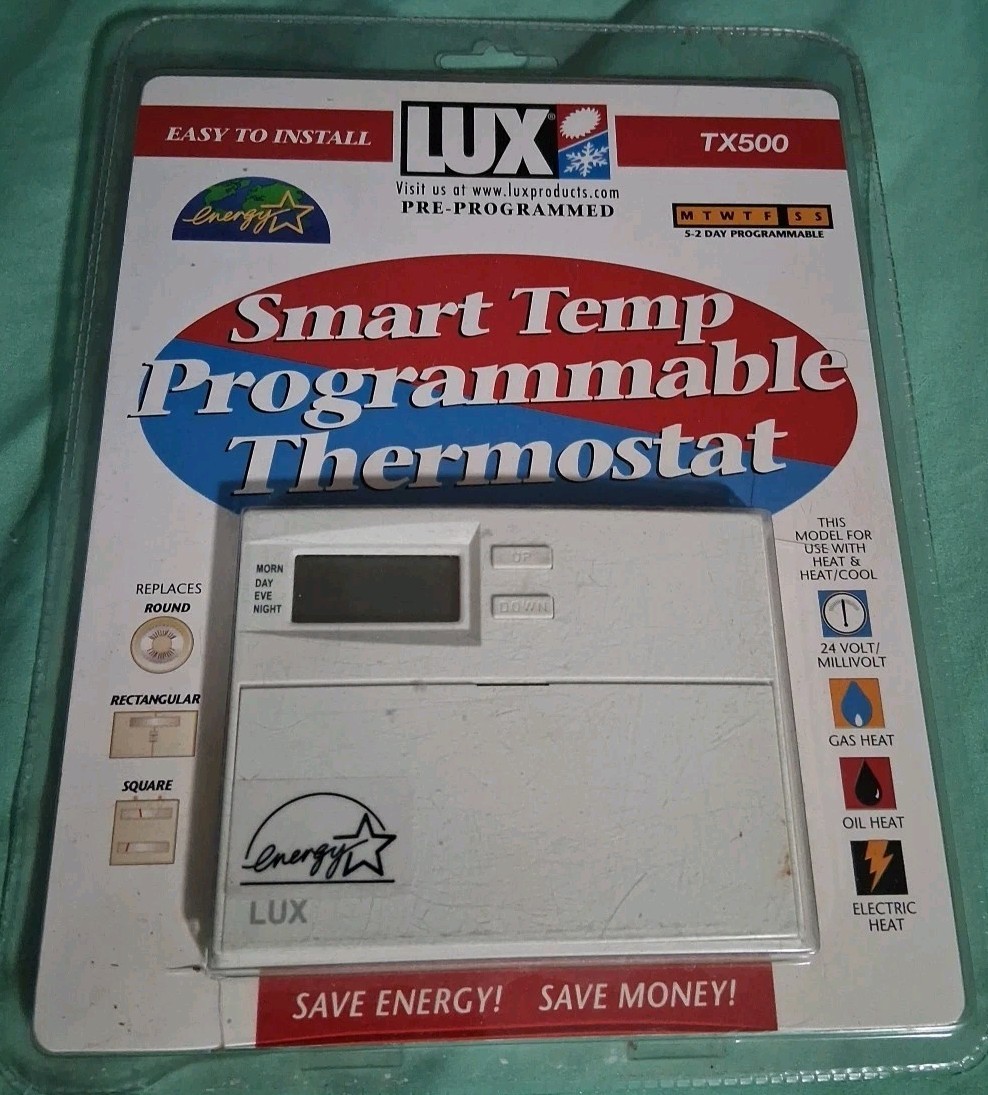 LuxTX500SmartTempProgrammable ThermostatHeat/Cool GasOilElec